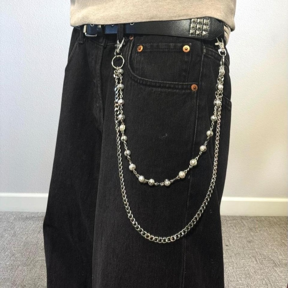 Silver double chain belt